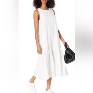 NWT The Drop White Tiered Midi Dress XS Minimalist Summer Sundress